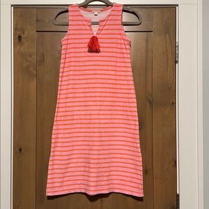 J Crew Crew Cuts Toweling Terry Cloth Pink Orange Striped Pool Dress girls 10